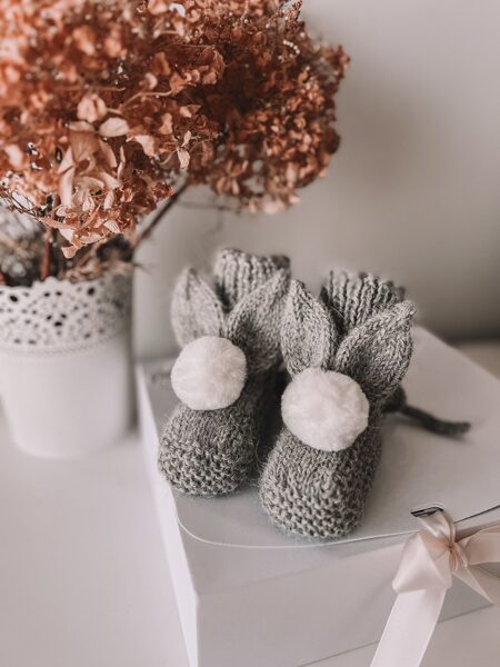 Bunny booties (light grey)